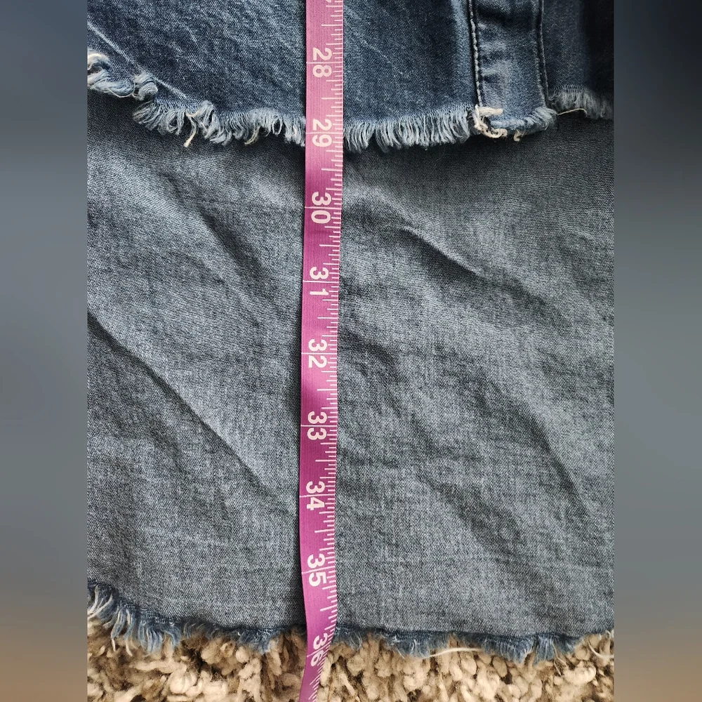 Thrill Jeans Sleeveless Denim Distressed Collared Top Shirt Blouse High Low Sz M - Picture 13 of 14